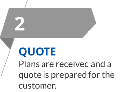 QUOTE Plans are received and a quote is prepared for the customer. 2